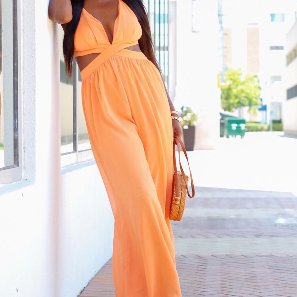 ORANGE WIDE LEG JUMPSUIT - Picture 7 of 8